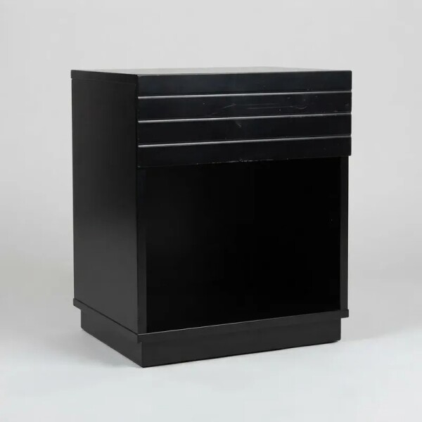 Mesa de luz negra con 1 cajón - MERCADERIA CON DETALLES Mesa de luz negra con 1 cajón - MERCADERIA CON DETALLES