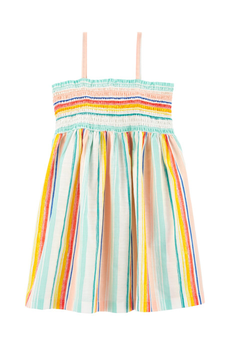 Vestido solera de algodón con fruncido Vestido solera de algodón con fruncido