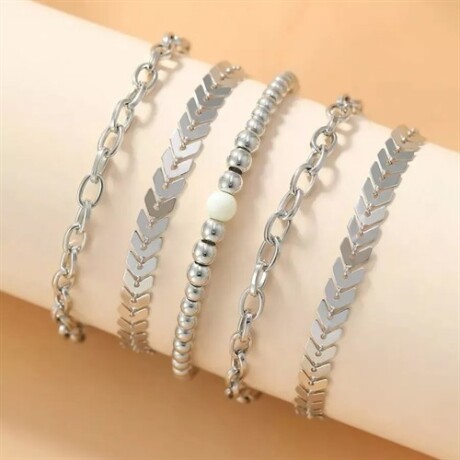 Pulsera set x5 plateada Sc
