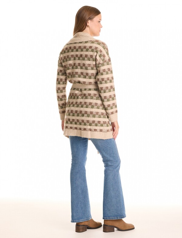 Cardigan Lazo Cuadro BEIGE/MULTI