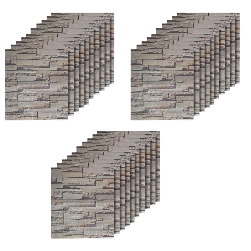 30 Placas Revestimiento Pared Autoadhesiva 70x77cm Promo X30 Piedra Clara
