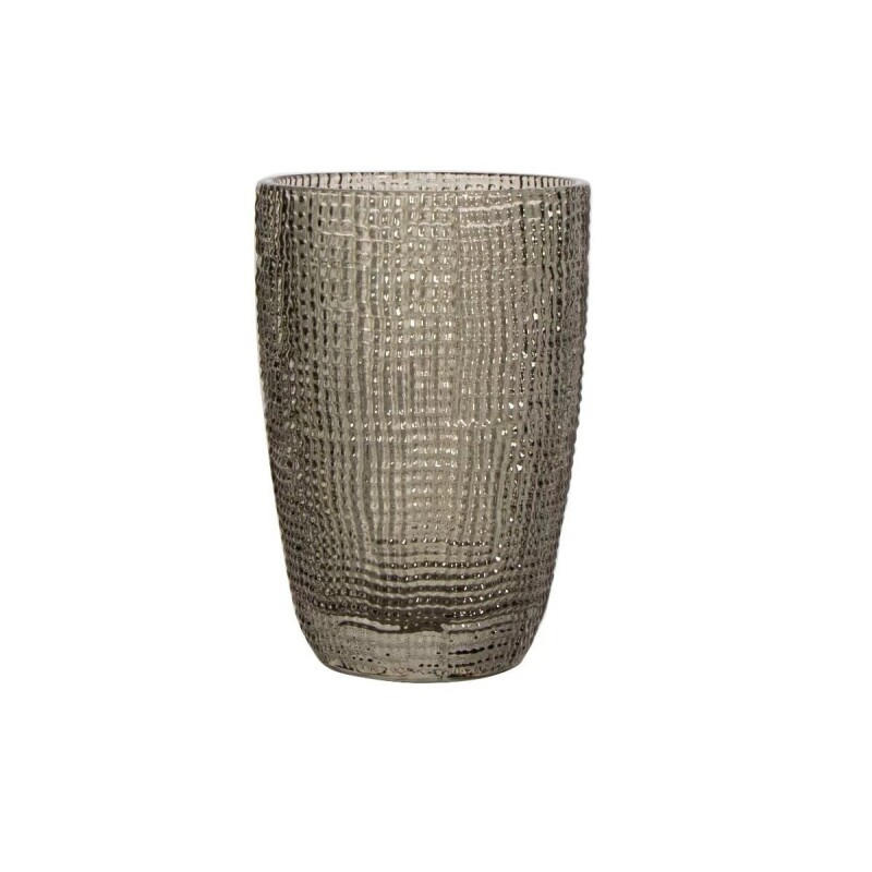 Vaso Largo de Vidrio Muselina 420 ml Gris VASO LARGO DE VIDRIO 420ML GRIS MUSELINA