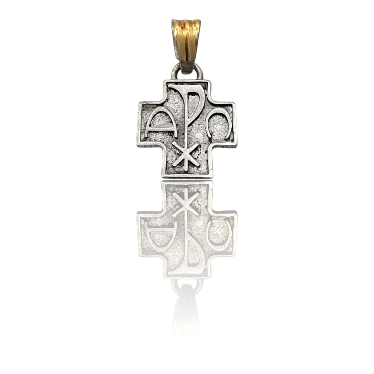Dije Cruz Chi Rho-Plata 925 y Oro- Sin Piedra-CP5321 - sinpiedra 