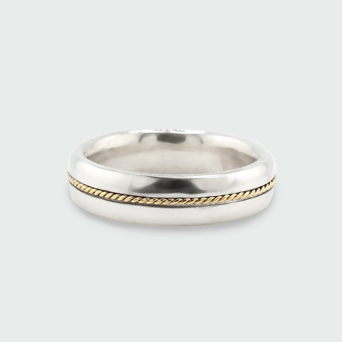 Par de alianzas MOON de plata 925 con trenza en oro amarillo 18k. 