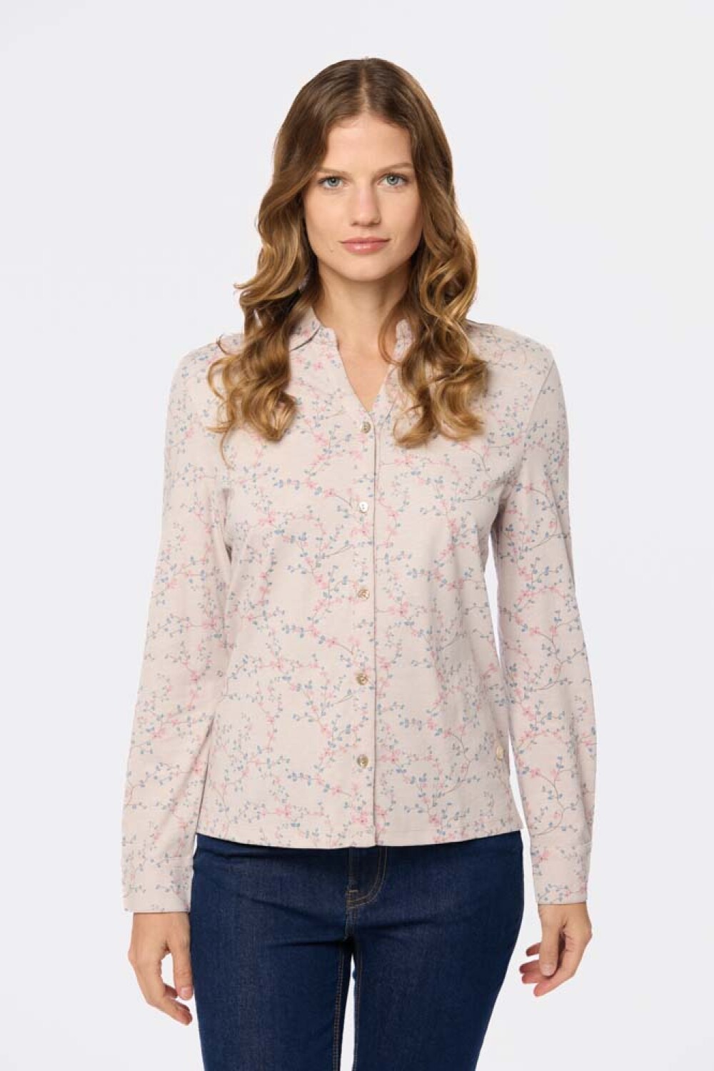 CAMISA ESTAMPADA EN JERSEY Rosado