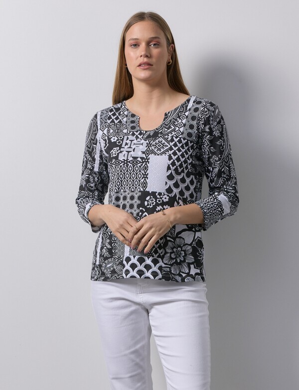 Blusa Printed NEGRO/BLANCO