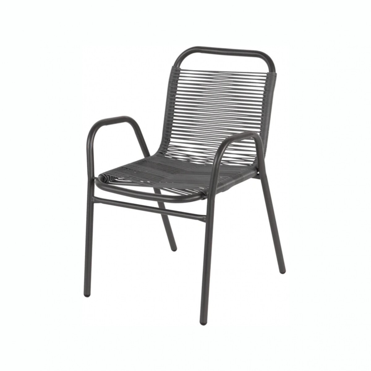 Silla De Jardín RUSTICO SC-018R Símil Rattan Estructura De Acero - Negro 