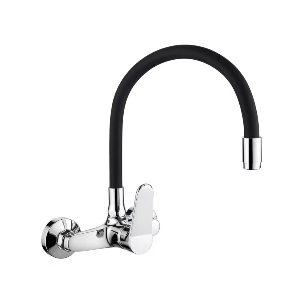 Grifería de Cocina Monocomando de pared pico Flexible Negro Murdock Cromado Brillante Grifería De Cocina Monocomando De Pared Pico Flexible Negro Murdock Cromado Brillante