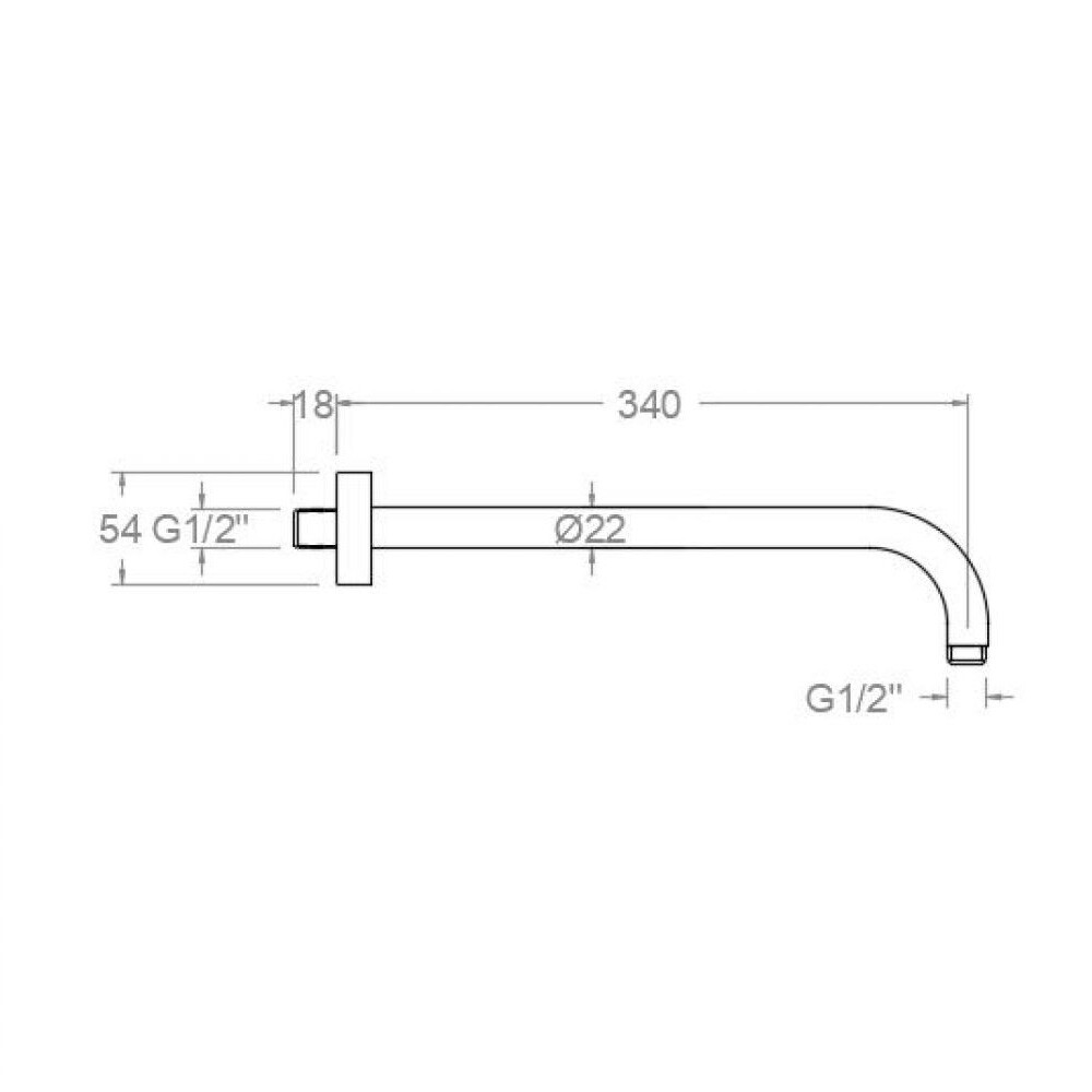BRAZO DE DUCHA HORIZONTAL PARA PARED COLOR CROMO 350 MM Brazo De Ducha Horizontal Para Pared Color Cromo 350 Mm