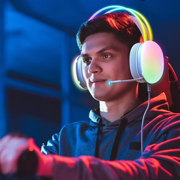 Auriculares Gamer Xtrike Me Gh-511 Luz Rgb Microfono 20W Variante Color Blanco