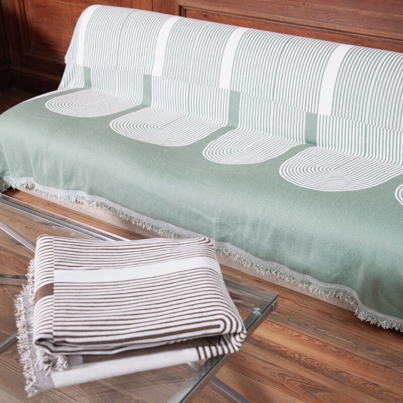 Manta para sillón y cama con diseños semicírculo verde 180 x 230 cm