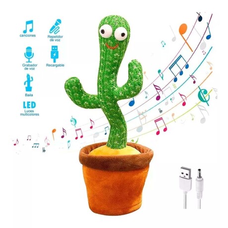 Cactus Muñeco Bailarín c/Música Luz Que Habla Graba y Repite Amarillo
