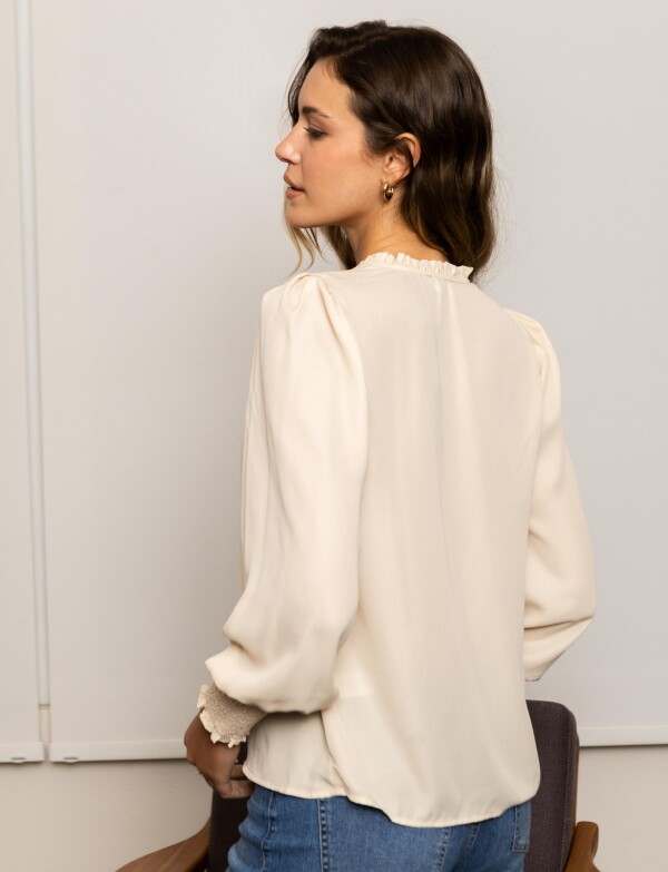 Blusa Gasa Frunces BEIGE