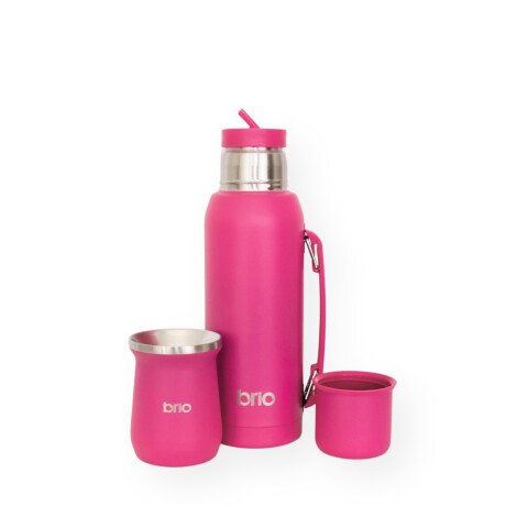 Set De Termo 1 Litro Y Mate Diseño Clásico brio Acero Inox Frambuesa