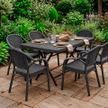 Mesa Comedor Plegable Exterior 1.20m + 6 Sillas Jardin Negro