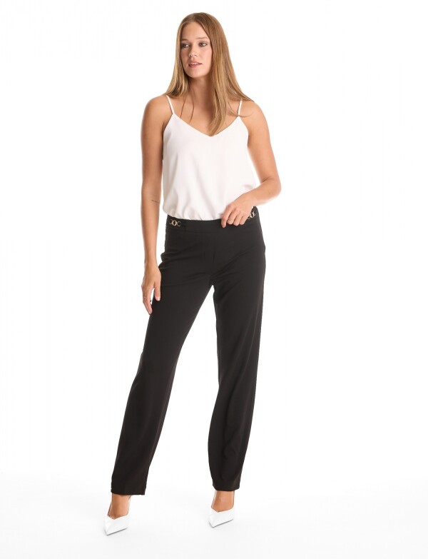 Pantalon Recto & Apliques Dorados NEGRO