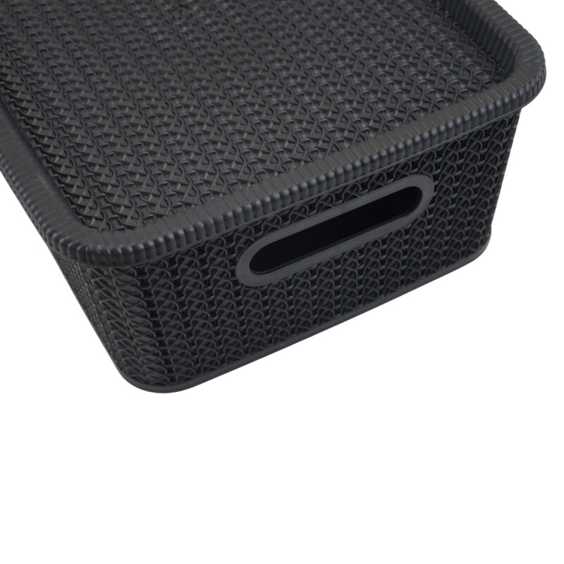 Caja organizadora símil ratán 12,5lt NEGRO