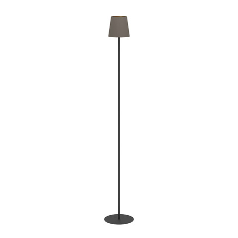 Lámpara de pie E14 acero negro y pant. tela marrón EG6074