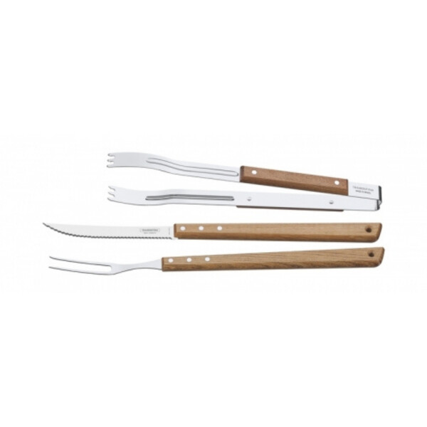 Juego de Utensilios para Asado 3 Piezas Acero Inoxidable y Madera | Tramontina 26499/045 Juego de Utensilios para Asado 3 Piezas Acero Inoxidable y Madera | Tramontina 26499/045