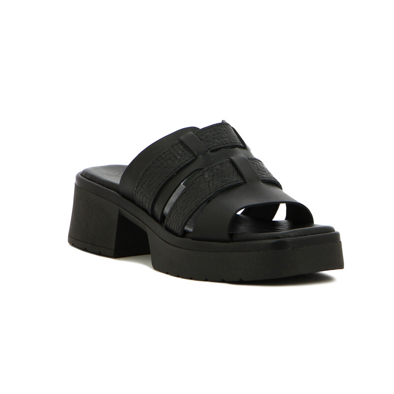 Country Sandalia Mujer Tres Tiras Anchas Negro