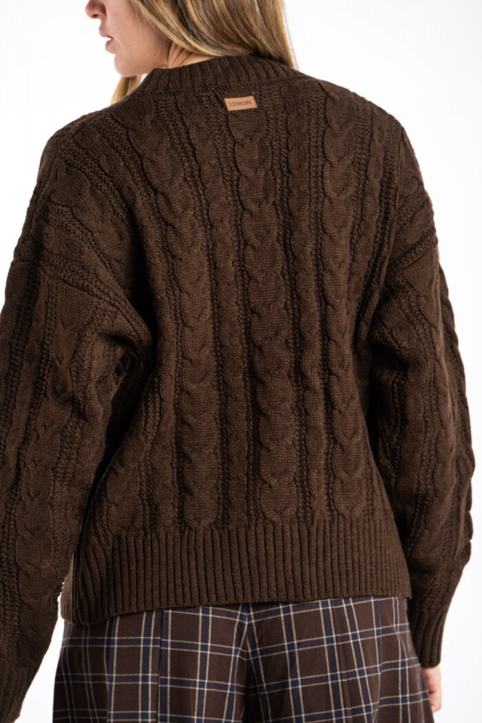 Cardigan Texturado Lana Chocolate