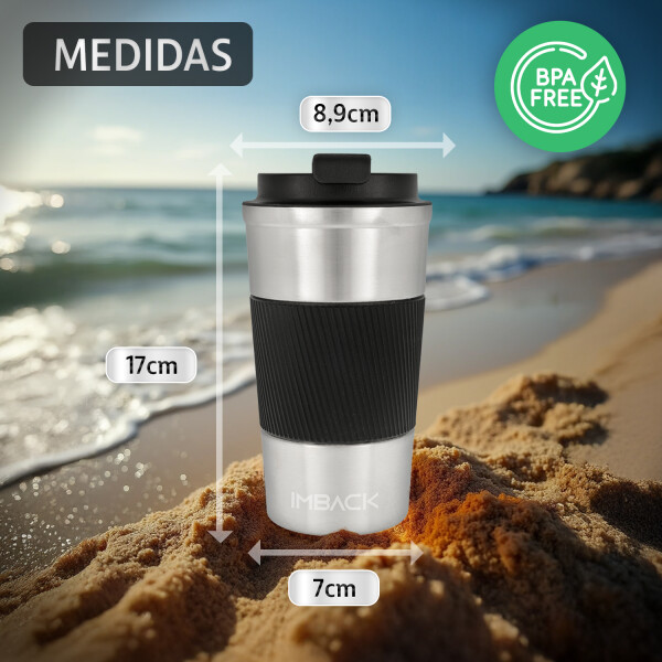 Vaso Termico Cafe Doble Capa 510ml Con Tapa Acero Inoxidable Vaso Termico Cafe Doble Capa 510ml Con Tapa Acero Inoxidable