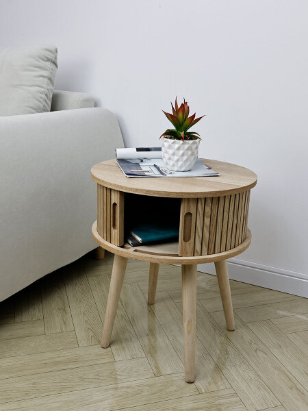 MESA LATERAL RIPADA MADERA