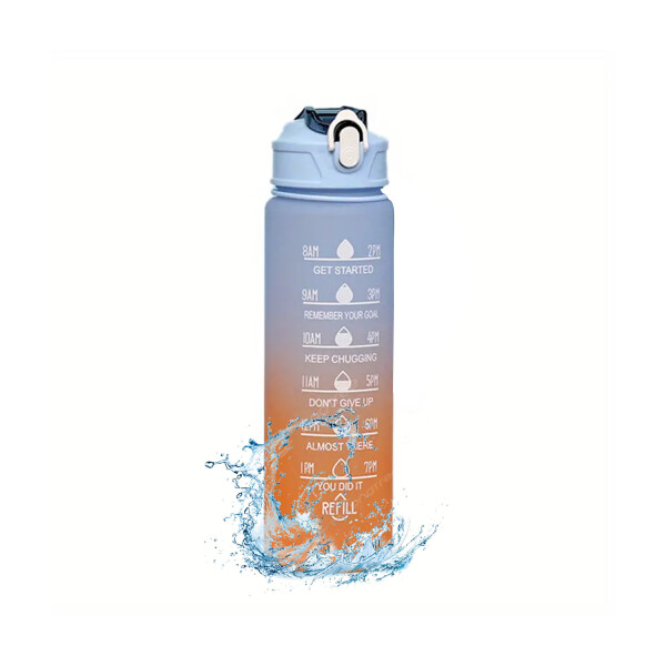 Botella De Agua Deportiva 900ML Motivacional Hidratacion Fit Variante Color Azul