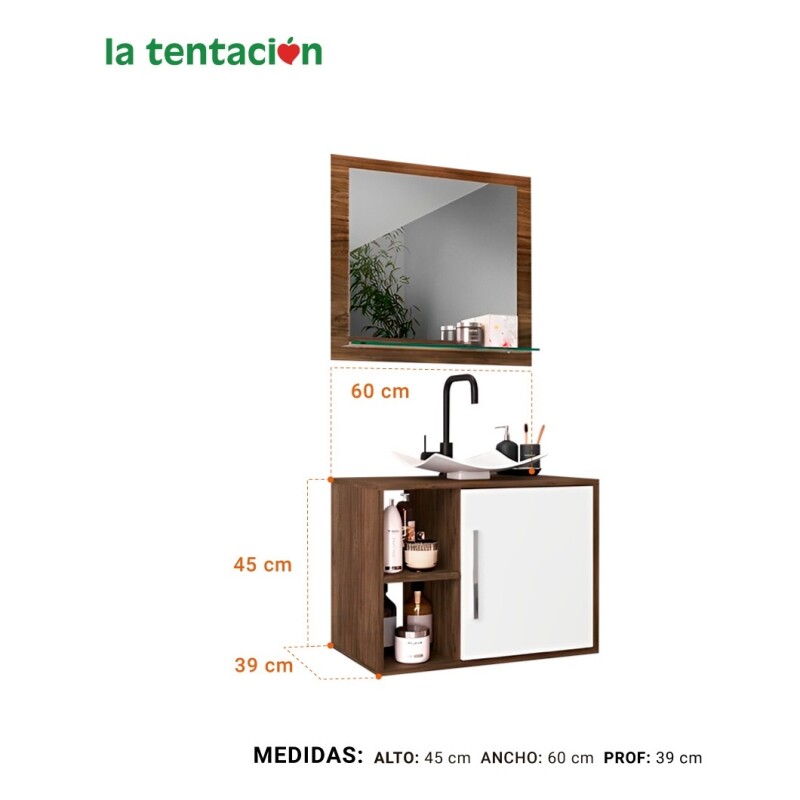 Mueble Baño Elite 1270 + Bacha + Espejo Premium 15mm Mueble Baño Elite 1270 + Bacha + Espejo Premium 15mm