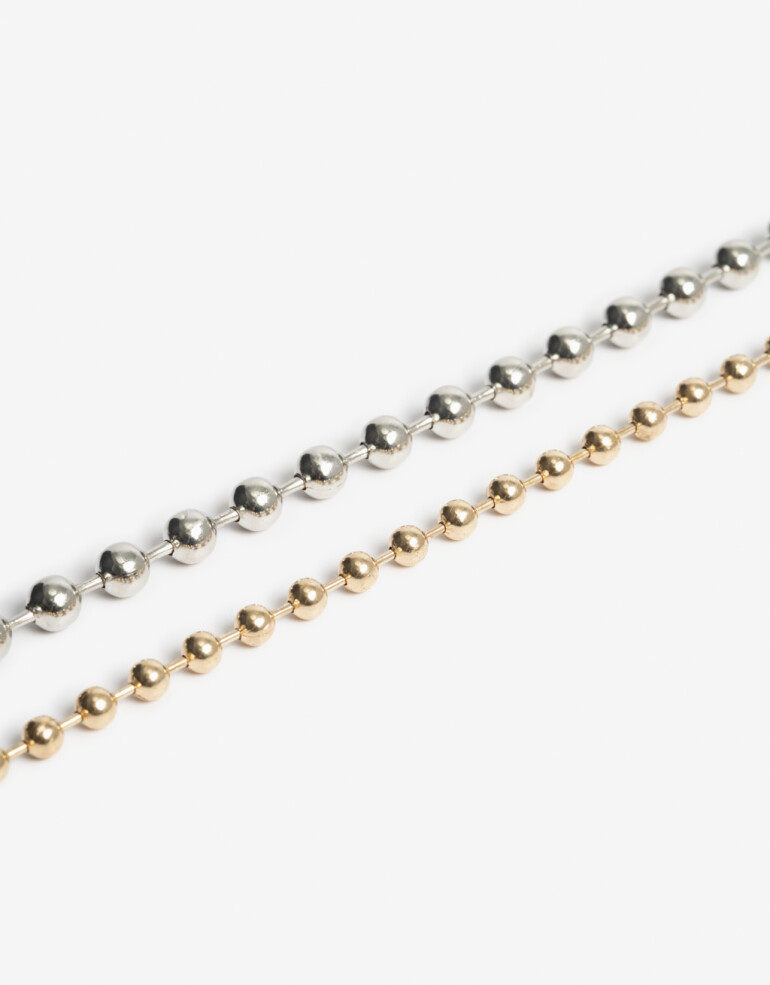 Collares Cortos Metal Set De Collares Biplating - Combinacion Bicolor