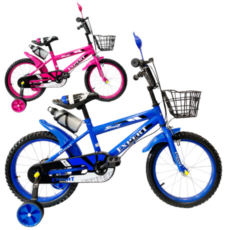 Bicicleta Niño y Niña Montaña Rod 16 C/ Canasto, Rueditas y Acc Azul