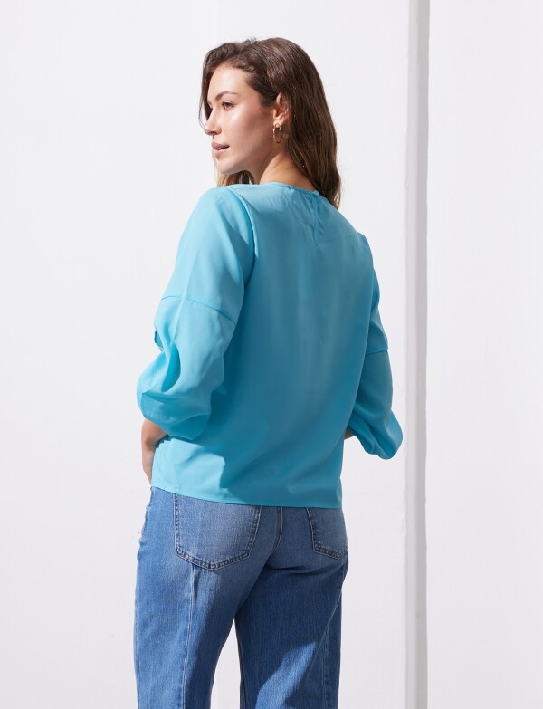 Blusa Manga Balloon CELESTE