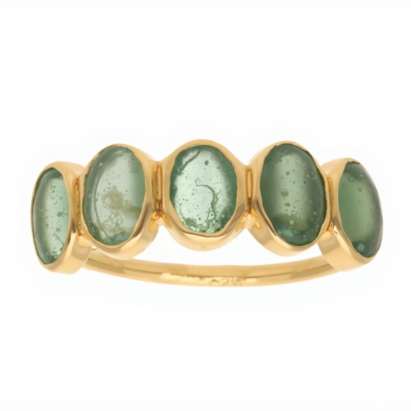 Anillo medio sin fin -Plata rodinada con micra oro 18k-Piedra Esmeralda- AN2019 conpiedra