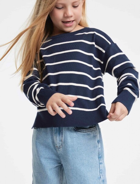BUZO TEJIDO INFANTIL A RAYAS AZUL