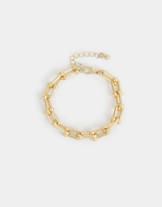 Pulseras Flexibles Bañada en Oro Pulsera Eslabones Bañada En Oro - Dorado