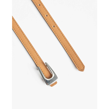 Cinturón Con Hebilla Metálica Marron Suela