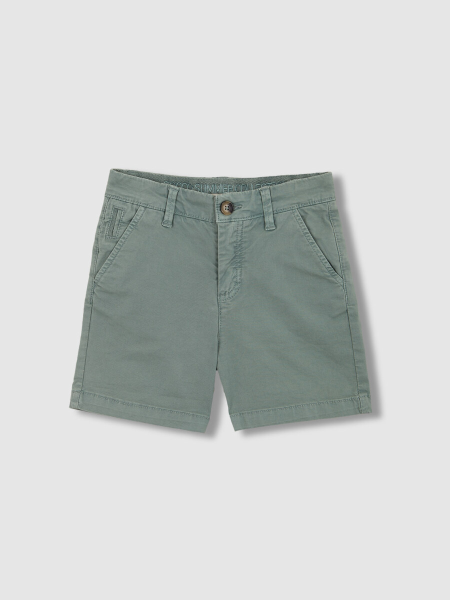 Chino Corto De Sarga Verde Oscuro