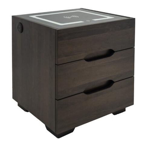 Mesa De Luz Con Luces Y Cargador De Celular Puertos Usb Marrón Mesa De Luz Con Luces Y Cargador De Celular Puertos Usb Marrón