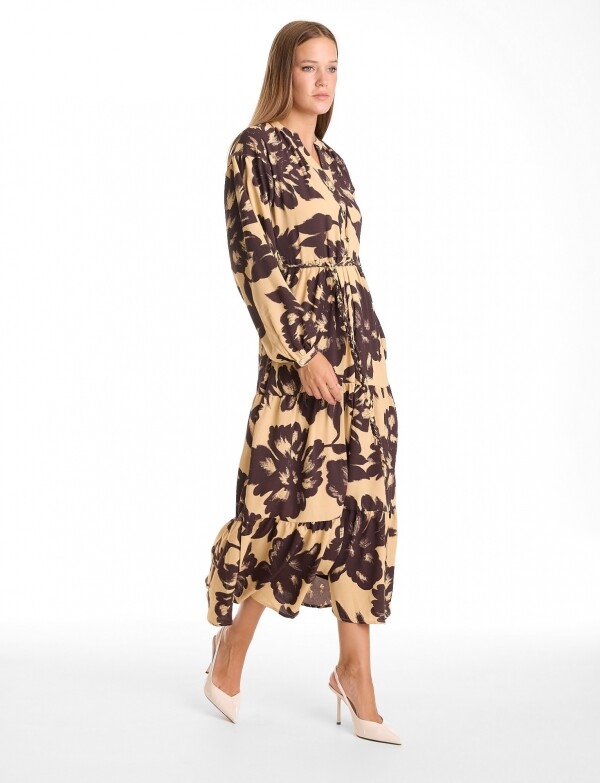 Vestido Maxi Cinto Flores BEIGE/MULTI