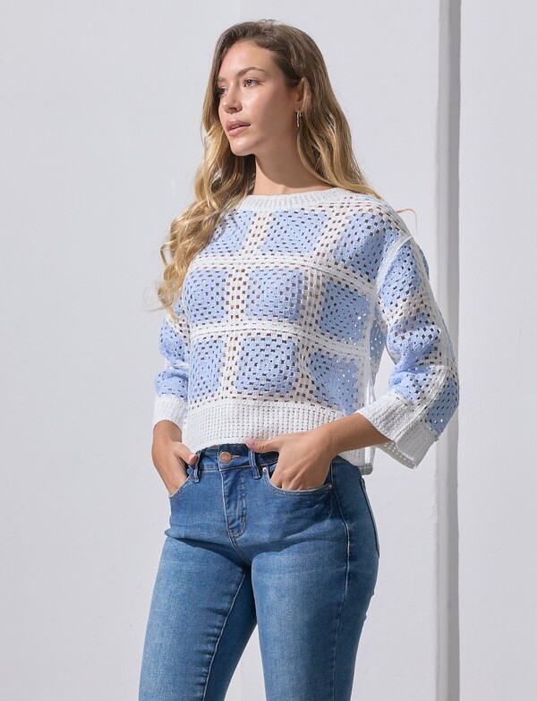 Buzo Calado BLANCO/AZUL