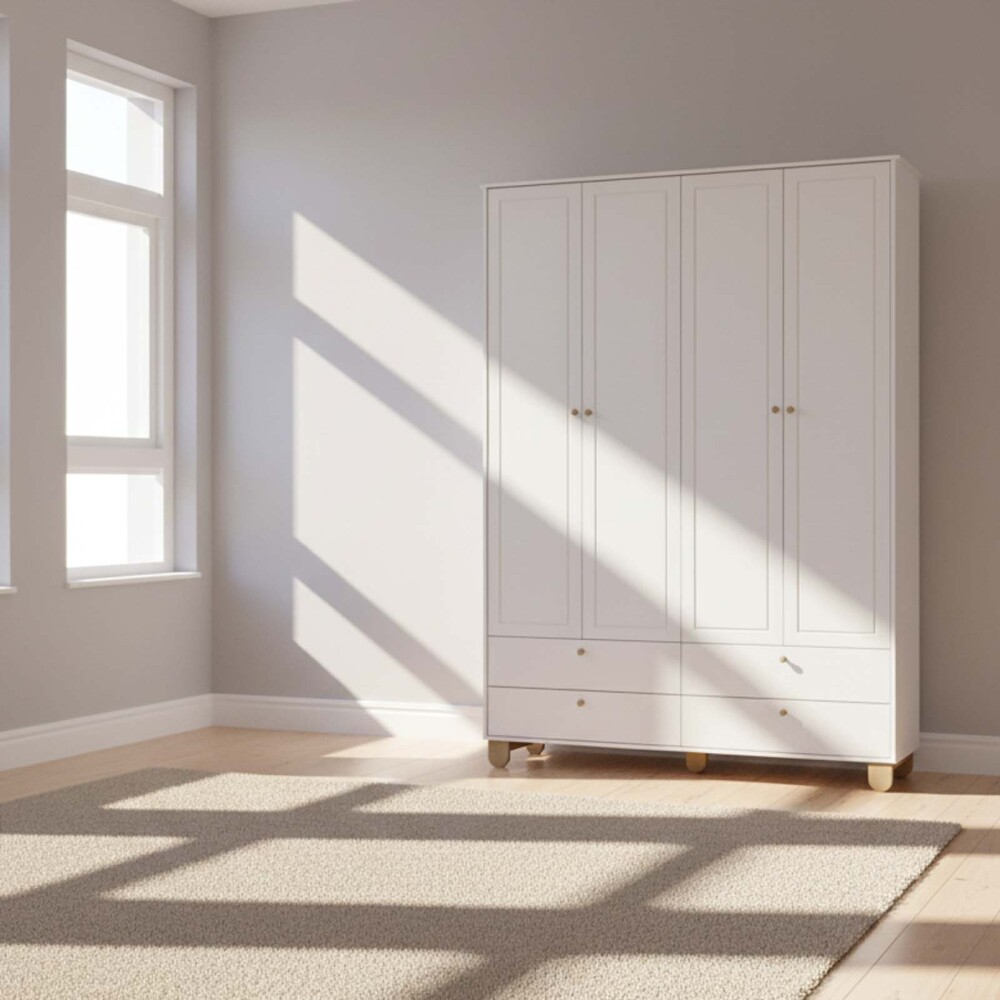 PLACARD ROPERO 4 PUERTAS MDF-Y-MADERA NATURAL-BEIGE ZUPPY