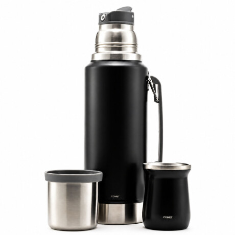 Set Matero Termo 1L Ac. Inox + Mate 160ml Térmico Completo Negro