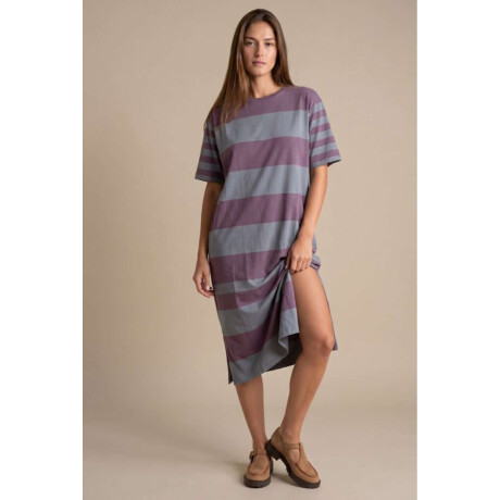 Vestido Tejido A Rayas Lavanda