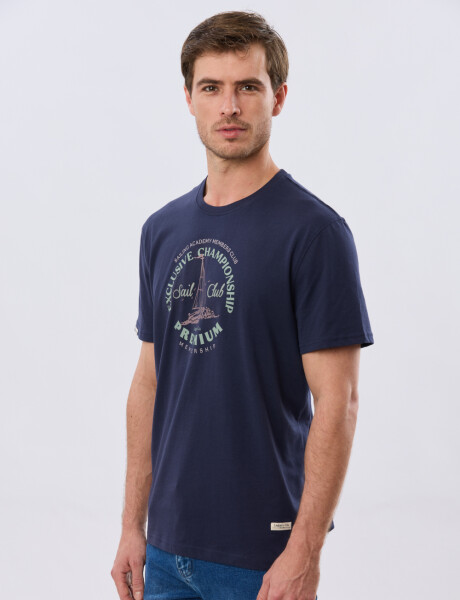 REMERA ESTAMPADA DE ALGODÓN Azul