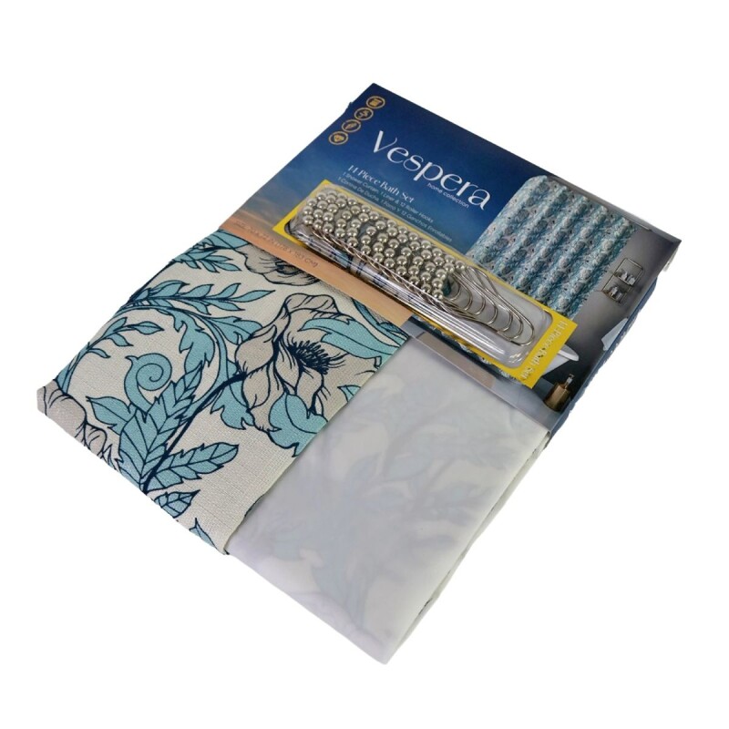 CORTINA DIS AZUL SEDONA 178X183cm p/BAÑO Unica