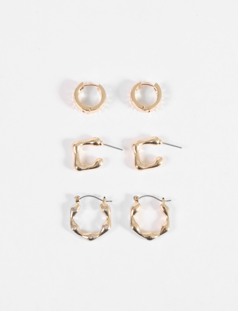 Set de tres aros wavy - dorado 