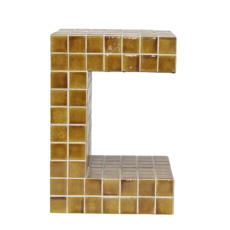 MESA LATERAL CERAMICA AMARILLO SELENE MOSTAZA