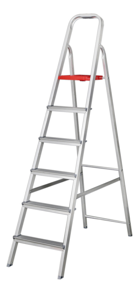 Escalera De Aluminio Tijera 6 Escalones Plegable - Gris 