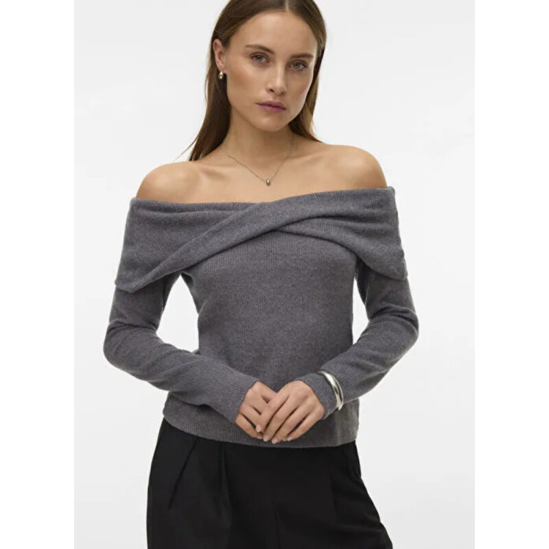 VMKAIA LS OFF SHOULDER TOP JRS GA Medium Grey Melange