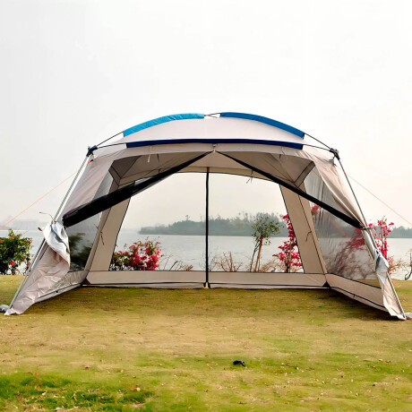 Gazebo Impermeable Con Mosquitero Jardin 3,65x3,65m Blanco